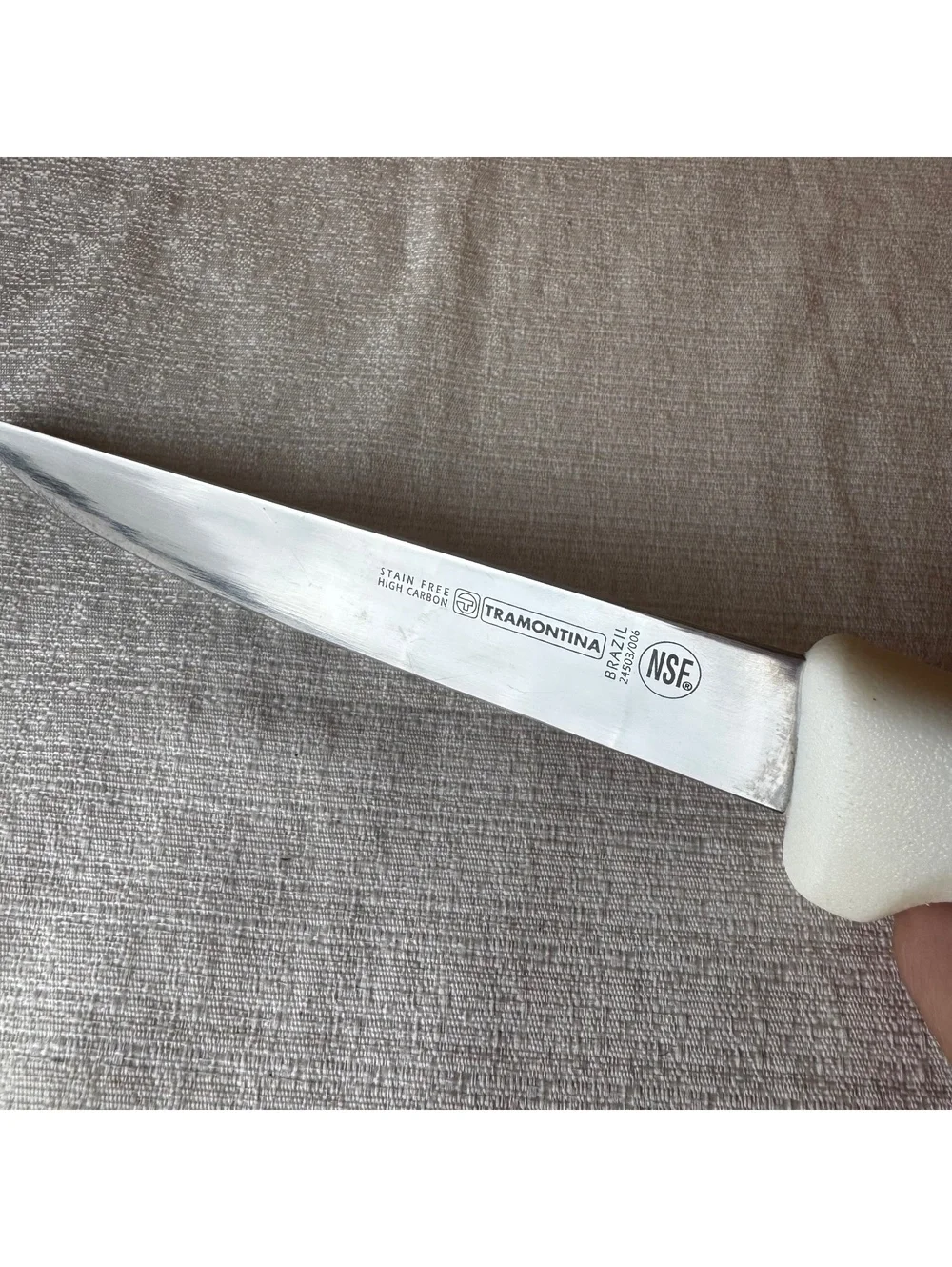 Tramontina 12 Inch Commercial Kitchen Knife, White Handle, High Carbon Stainless